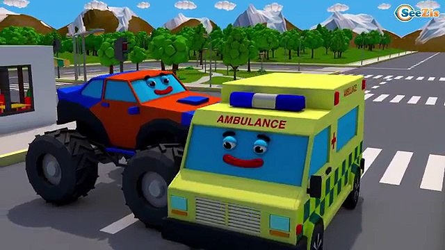 Les Voitures de la Ville - La Voiture de police Bleu - Dessins animés - Vidéo Éducative de Voitures! - YouTube
