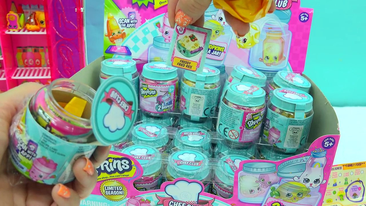 Full Box of 60 Season 6 Chef Club Shopkins Surprise Blind Bag Jars In Barbie Doll Refrigerator-Qya9WUCgudY