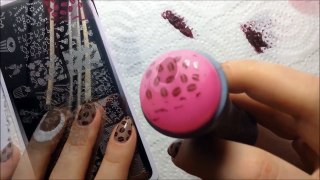 Coffee nails tutorial - duble and reverse stamping with BPL-023-lQwTzcH7LaE
