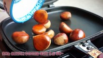 밤껍질 쉽게 까는방법과 집에서 팬으로 군밤 만들기! 푸드실험~(roast chestnuts,chestnuts peel)-데라세르나-oVk0Iv2Q6Ug