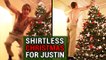 Justin Bieber Decorates Christmas Tree Shirtless | Justin Celebrates Christmas Without Selena Gomez