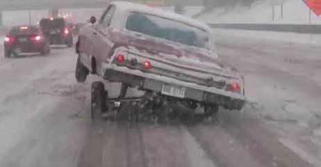 Driver Defies Odds by Lowriding in Heavy Snow in Detroit