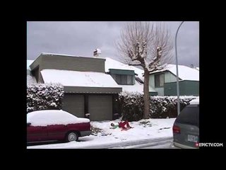 When Snowboarding Roof Jumps Go Wrong | EpicTV Epic Fails