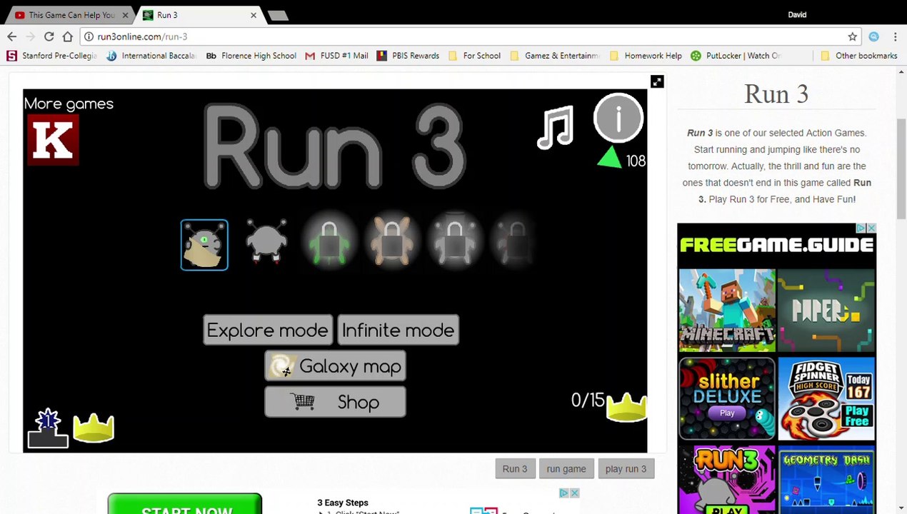 GOING GREEN! (Plus SKATING IN THE WINTER GAMES!) - Playing Several More Levels of Run 3 - Run 3 Gameplay