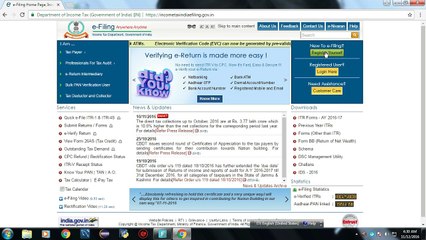 Registration on Income Tax efilling website