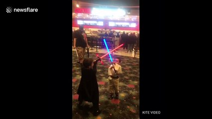 Young Star Wars fans get into character ahead of "The Last Jedi" screening