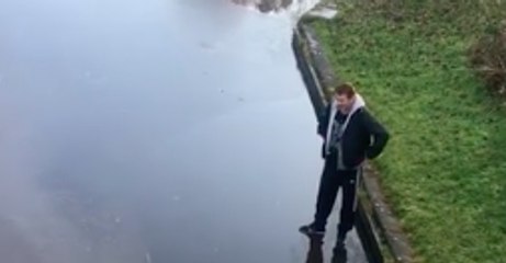 Man's Trepidatious Frozen Pond Crossing Ends as Badly You Might Expect
