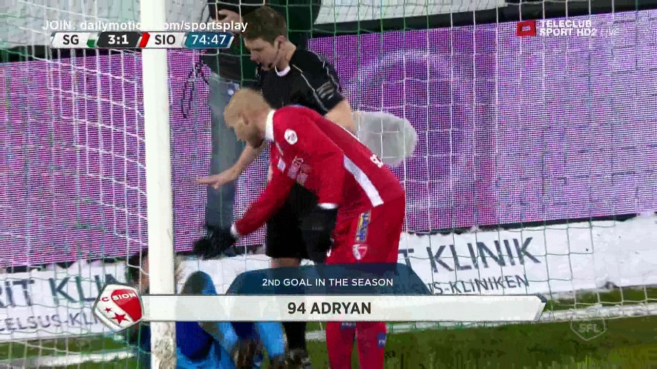 Adryan Goal HD - St. Gsallen 3 - 1 FC Sion - 16.12.2017 (Full Replay)