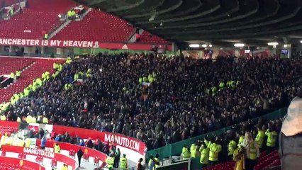 Manchester City players chanting "Park the Bus, Man United !" after Spurs
