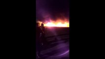 Incêndio atinge garagem de ônibus em Nova Carapina 2, Serra