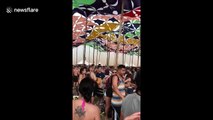 Shocking moment stage collapses at music festival