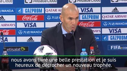 CdM Clubs - Zidane : "Très heureux avec ce nouveau trophée"