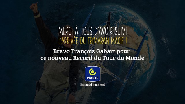 Replay: Arrivée de François Gabart à bord du trimaran MACIF, nouveau record du tour du monde en solitaire !