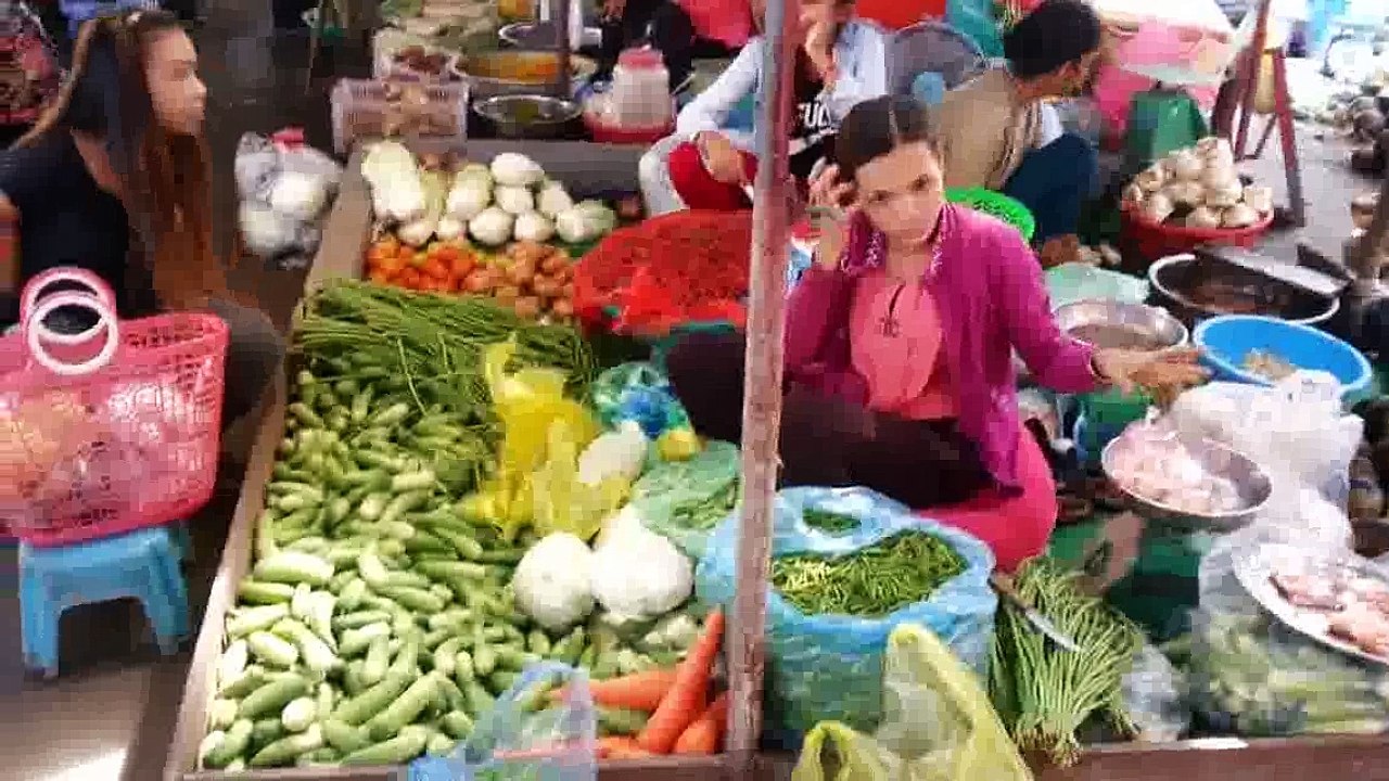 Asian Street Market Market Food Tour Cambodian Local Market Food Sales