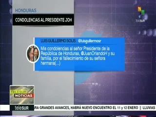 Pdte. de Costa Rica envía condolencias al pdte. hondureño JOH