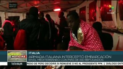 Italia:armada intercepta embarcación con refugiados en el Mediterráneo