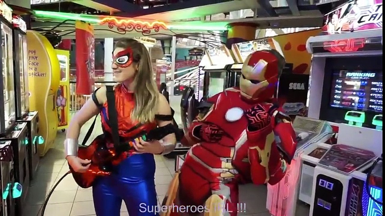 Iron Man vs Spiderman Arcade Battle In Real Life   Superhero Movie! and Colors for Children | Superheroes | Spiderman | Superman | Frozen Elsa | Joker