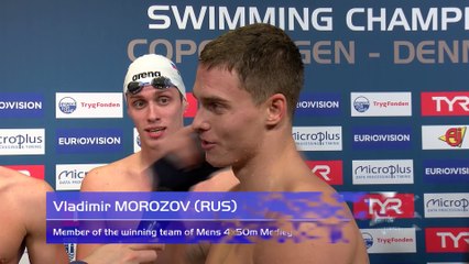 Copenhagen 2017 - Vladimir MOROZOV and Kliment KOLESNIKOV Members of the winning team of Mens 4x50m Medley