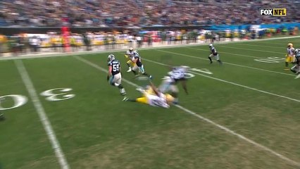 Colin Jones picks off Aaron Rodgers in the middle of the field