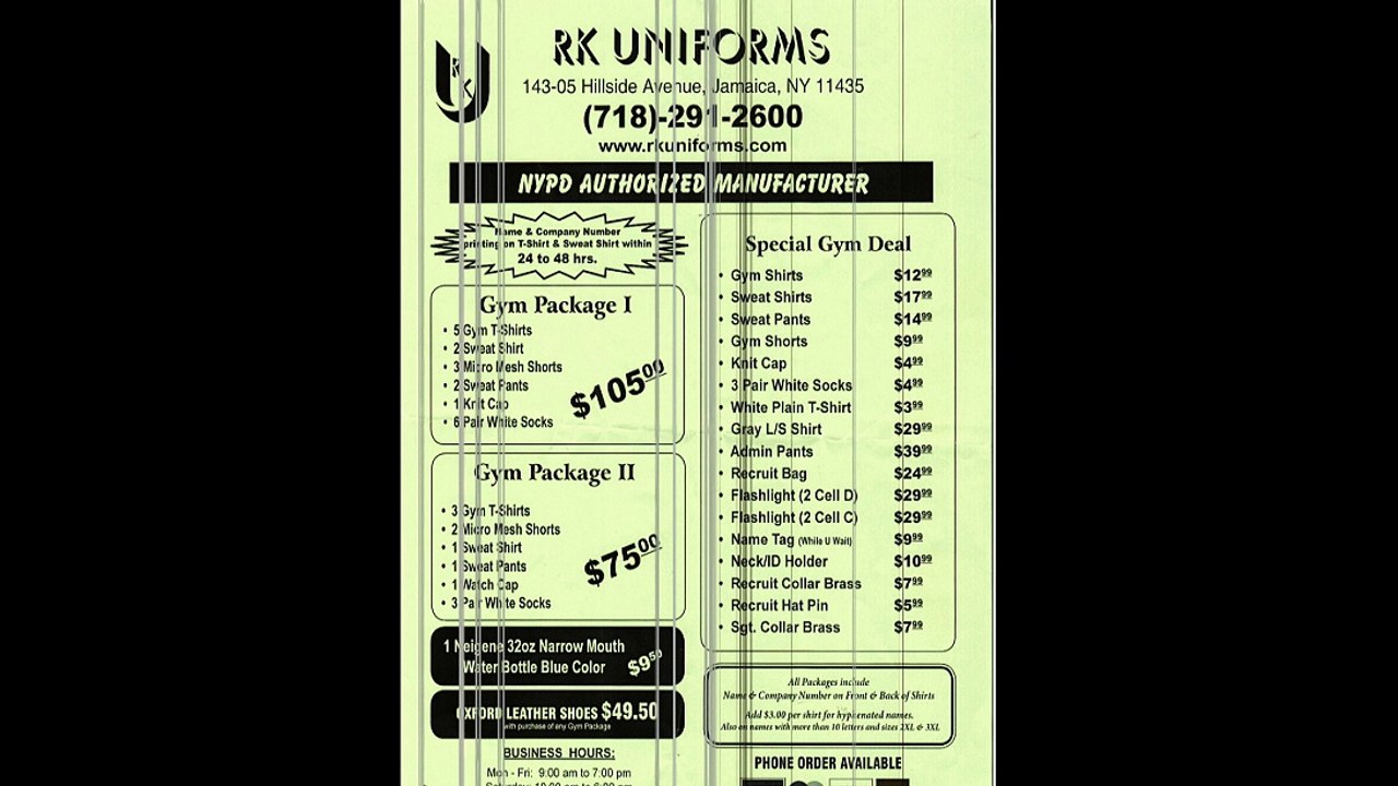 AUTHOURIZED UNFORM STORE NYPD,CORRECTIOSN ETC