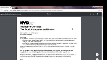 DCA TOW TRUCK COMPANIES AND DRIVER CHECKLIST