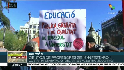Maestros rechazan el artículo 155 al sistema educativo español