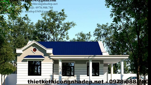 Biệt thự 1 tầng, mẫu nhà đẹp mái thái tại Hưng Yên NDNC449