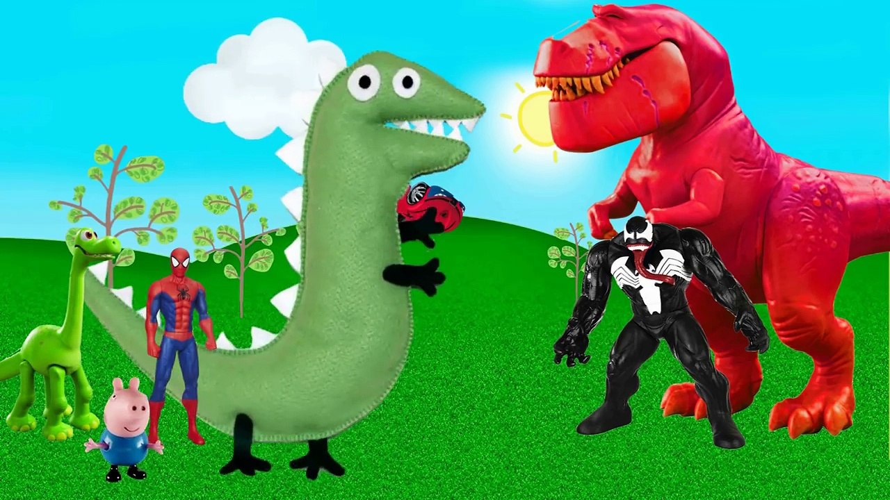 Peppa pig spiderman homem aranha Vs Venom  George Pig Jett Super Wings dinossauro-IQdMuahiRYk