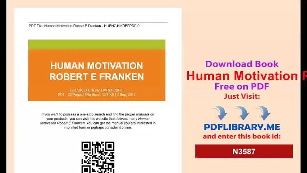 Human Motivation Robert E Franken