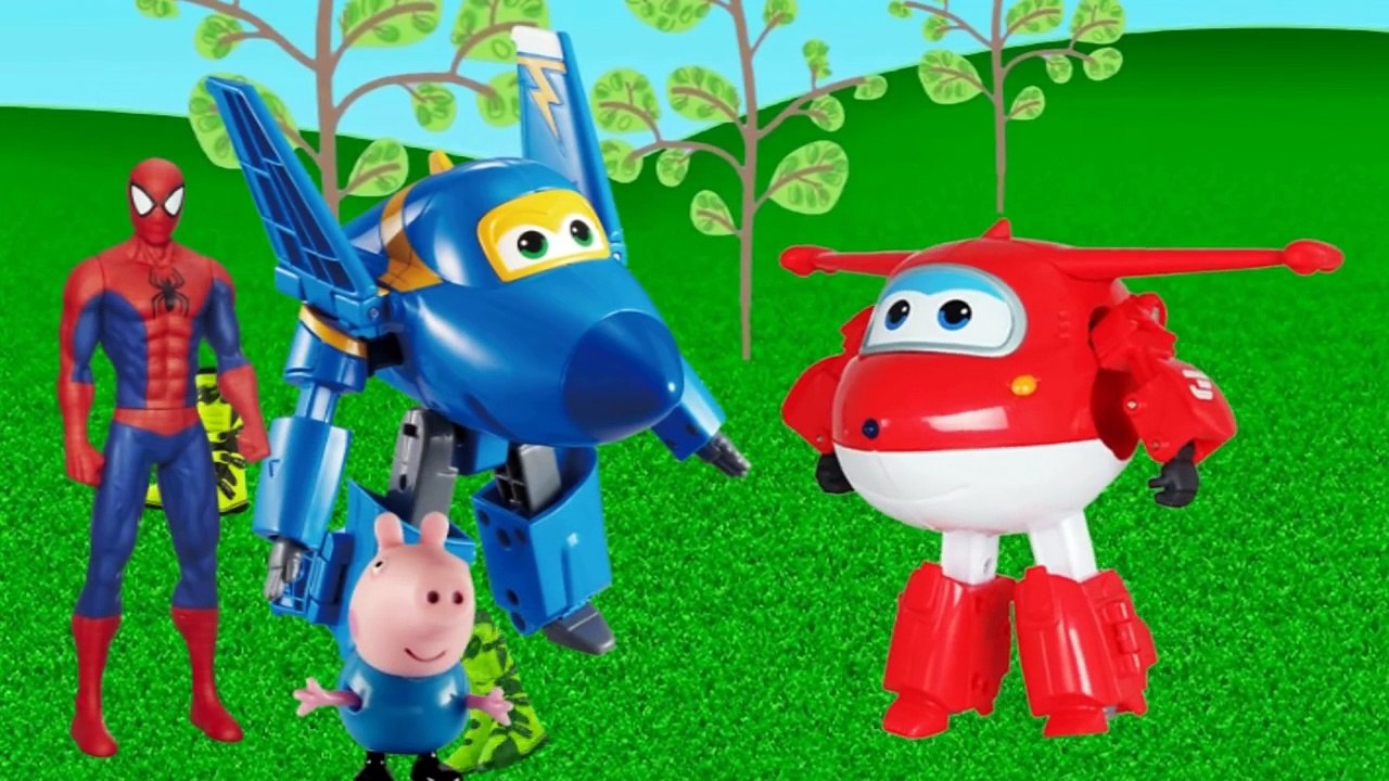 Peppa Pig corrida super wings Jett Jerome George Pig homem aranha spiderman totoykids-GciF1iR40mk