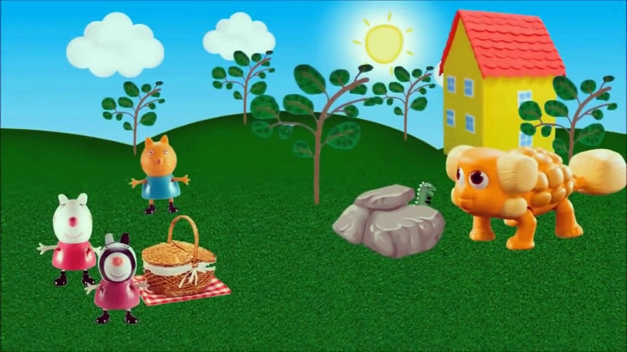 Peppa Pig dinossauro George transforma suzy, candy, papai pig, mamãe pig em dinossauro totoykids-s5hQDlmc1Do