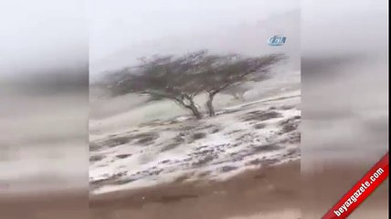 Birleşik Arap Emirlikleri'nde çöle kar yağdı!