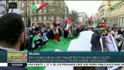 Marchan en Rusia en rechazo a la decisión de EE.UU sobre Jerusalén