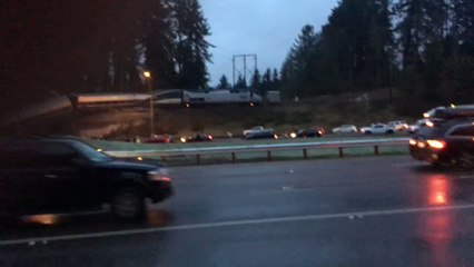 Derailed Amtrak Train Blocks Lanes of Interstate 5 in Washington