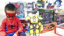 Bumblebee Yellow Car Transformers: Optimus Prime Robot toys w/ Spiderman Baby, TOBOT Robocar Toys