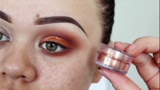 Orange Copper Glitter Eyes & Matte Brown Lip _ Full Face Makeup Tutorial _ Makeupwithjah-6baHHQfS4N4