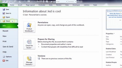 Unit 3 - How to close an Excel file