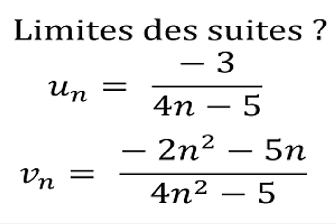 Déterminer la limite d'une suite, notamment dans le cas d'un quotient indéterminé - Terminale