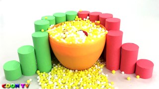 Learn Colors Kinetic Sand Rainbow Cake VS Sponge Balls Surprise Toys How To Make for Kids