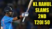 India vs SL 1st T20I: KL Rahul hits 2nd 50 in his T20 career, India in strong position|Oneindia News