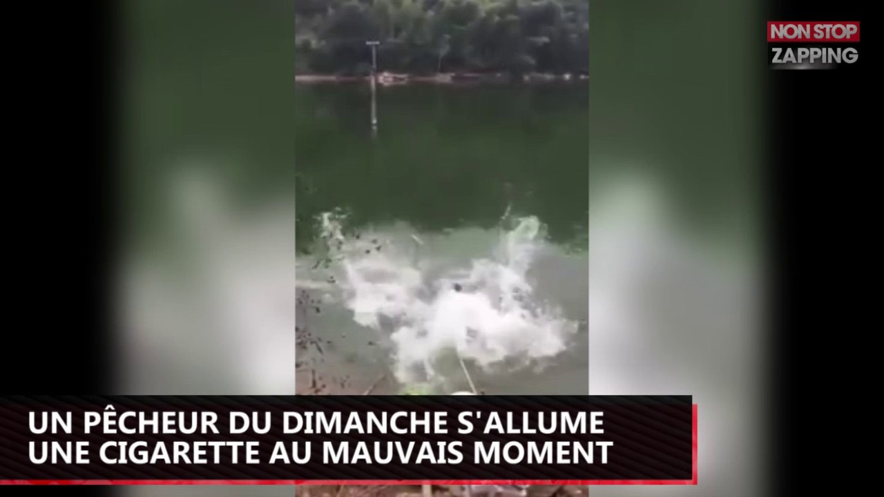 Un pêcheur du dimanche s'allume une cigarette au mauvais moment (vidéo)