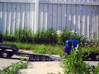 Loading Tamiya Mercedes Benz onto Lowboy Trailer