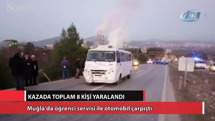 Öğrenci servisi ile otomobil çarpıştı: 8 yaralı