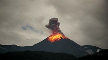 Reventador Volcano Blows Smoke and Lava