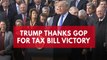 President Trump thanks Republicans for tax bill victory at White House celebration