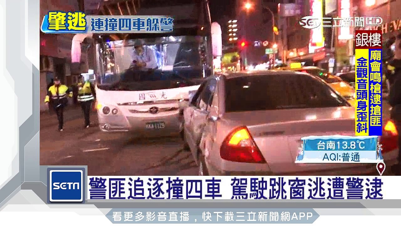 警匪追逐撞四車　駕駛跳窗逃遭警逮｜三立新聞台