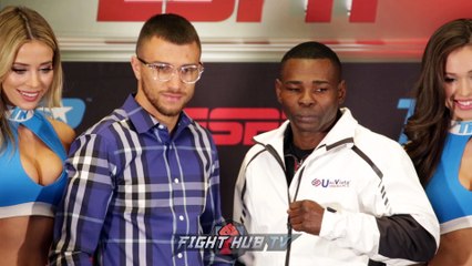 VASYL LOMACHENKO VS GUILLERMO RIGONDEAUX FULL FACE OFF VIDEO!