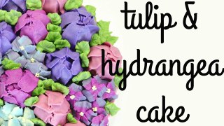 Tulip and Hydrangea Buttercream Cake - CAKE STYLE-3Tv_uCNyl2c