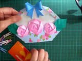 折り紙 バラの花のバスケット 簡単な折り方（niceno1）Origami Roses flower basket-QqJtJLakC5Q