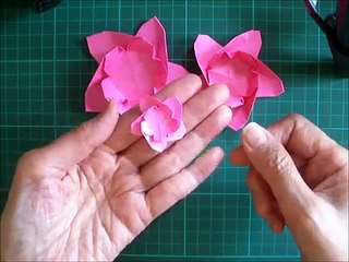 折り紙 桃の花の入れ物（お皿）2 折り方（niceno1）Origami Peach Flower dish-x-b-nnxNJs4